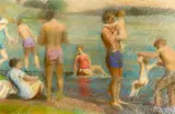 Thomas Cornell, Study for Bathers, Pastel on paper