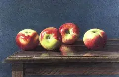 Robert Dodge, Four Apples, Watercolor