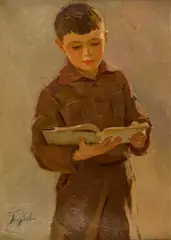 Anna Antonova Goloubova, Schoolboy, Oil on canvas