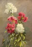 Leonid Antonovitch Shehovtsov, Still Life with Red and White Flowers, Oil on canvas
