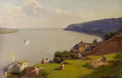 E. Vakalen, River Bank, Oil on canvas