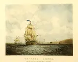 Samuel Walters, "Outward Bound; Off the Rock-Fort and Light-House Liverpool" and "Homeward Bound; Passing the Light-Ship Liverpool." Engraved by H, Colored etching and aquatint