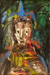 Zwi Milshtein, The Jester, Oil on board
