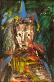 Zwi Milshtein, The Jester, Oil on board