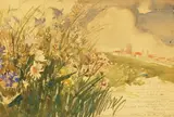 Marietta Minnigerode Andrews, Meadow with Flowers, Paul Bartsch." Watercolor on paper