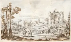 Bernardo Bellotto, Untitled, THE ROMAN FORUM, graphite and wash on paper