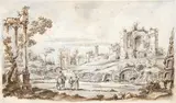 Bernardo Bellotto, Untitled, THE ROMAN FORUM, graphite and wash on paper