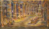 Fedor F. Fedorovsky, Stage Design of Egyptian Hall, Watercolor