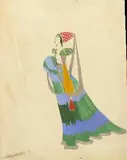 Alexandre Zinoviev, Lady in Court Dress for Stage Design, Gouache and graphite on paper.