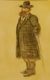 Meer M. Akselrod, Sketch for Costume for Actor Leo Ziskind, Graphite and watercolor