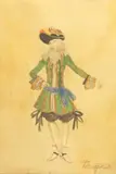 Alexandre Zinoviev, Man Dressed for a Fancy Ball, Gouache and graphite on paper