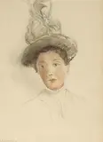Konstantin E. Makovsky, Portrait of a Woman in a Hat, Graphite and gouache on paper