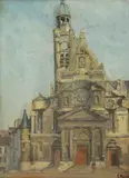 E. Monnier, Cathedral of St.-Étienne-Du-Mont, Oil on paper