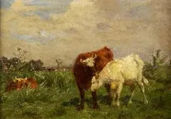 Aymar Pezant, The Bull and the Heifer, Oil on panel