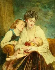 Antonio Bignoli, Mother with Daughter and Infant, Watercolor