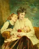Antonio Bignoli, Mother with Daughter and Infant, Watercolor