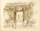 Pierre Boudet, Le Salon de Boiserie de la du Barry, Watercolor