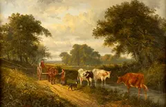 S. James Clark, A Sunny Afternoon Near Guildford, Oil on canvas
