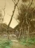 Jules Guerin, Farmer with Sheep, Watercolor