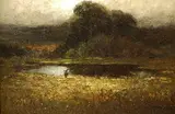 Charles H. Freeman, Landscape with Figure Near Pond, Oil on canvas