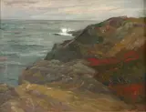 Rocky Seascape by Charles Herbert Woodbury, Oil on canvas, offered Dec 2004