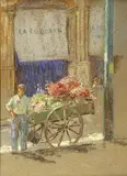 Abbott Fuller Graves, The Flower Seller, Pastel on paper