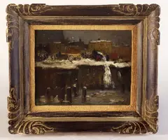 Robert Henri, Dumping Snow, Oil on panel