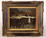 Robert Henri, Dumping Snow, Oil on panel