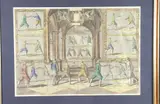 Salomon Savery, Fencing manouevers, Colored etching