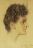 Carl Theodore von Blaas, Portrait Bust of Baroness von Stackelberg, Pastel on paper