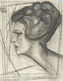 Vasile Frunzete, Portrait of Baroness Garnett von Stackelberg, Oil on board