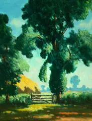 Harold Latham, The Grazing Field, Oil on board