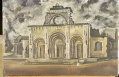 Untitled by Continental School, BASILICA WITH NUN, oil on canvas, sold Mar 2005