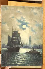 A. M. Kenseth, View of Parliament from the Thames, Oil on canvas