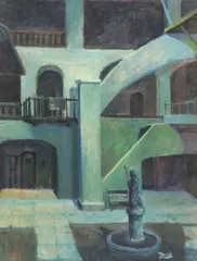 Joseph Anthony Teresi, The Courtyard, Oil on canvas