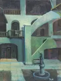 Joseph Anthony Teresi, The Courtyard, Oil on canvas