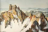Armeno Mattioli, SNOWY MOUNTAINS AND CLIFF BY THE SEA: TWO WORKS, both signed lower right, Oil on board - The first