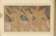 Oronzio Maldarelli, Nudes in a Forest Clearing, Pastel on paper