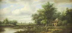 Leopold Rivers, Pastoral Idyll, Oil on panel