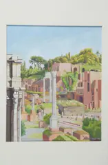 Richard Chiriani, Roman Forum, Gouache on paper