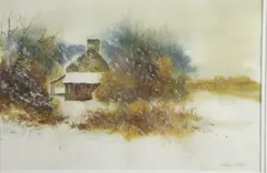 Charles R. Ross, Early Snow, Watercolor