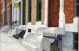 Mary Etta Thorn, Row Houses, Oil on board