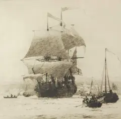 Norman Wilkinson, On the High Seas, Etching