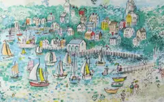 Charles Cobelle, Nantucket Harbor Scene, Offset lithograph