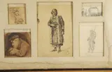 Francis Luis Mora, FIVE INK SKETCHES FRAMED TOGETHER, c. 1890s