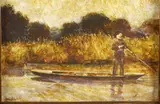 Fermon M. Davenport, MAN IN THE BOAT PUNT AND PUNT MAN: TWO WORKS, both signed and titled, Oil on canvas