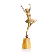 Cold-painted Art Deco spelter figurine by Josef Lorenzl, 1930s, sold Oct 2024