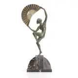 Marcel Bouraine, 'Fan Dancer', c.1925, an Art Deco patinated and cold-painted bronze figure of a nude