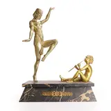 Emile Adolphe Monier, Art Deco bronze figure, c.1930, raised on a veined marble base
