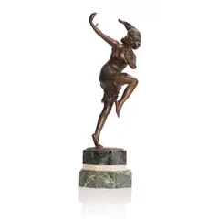 Professor Otto Poertzel, 'Dancing woman with jester', c.1925, a patinated bronze figure